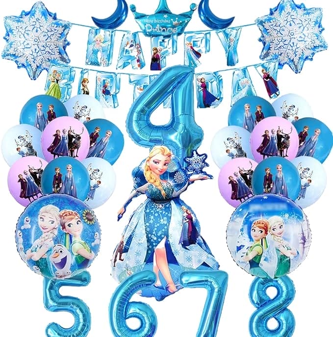 4-8 jaar Frozen decoratie verjaardagsset met ijskiren, roze ballon verjaardag prinses, froze banner thema verjaardag meisjes voor achtergrond feest decoratie benodigdheden