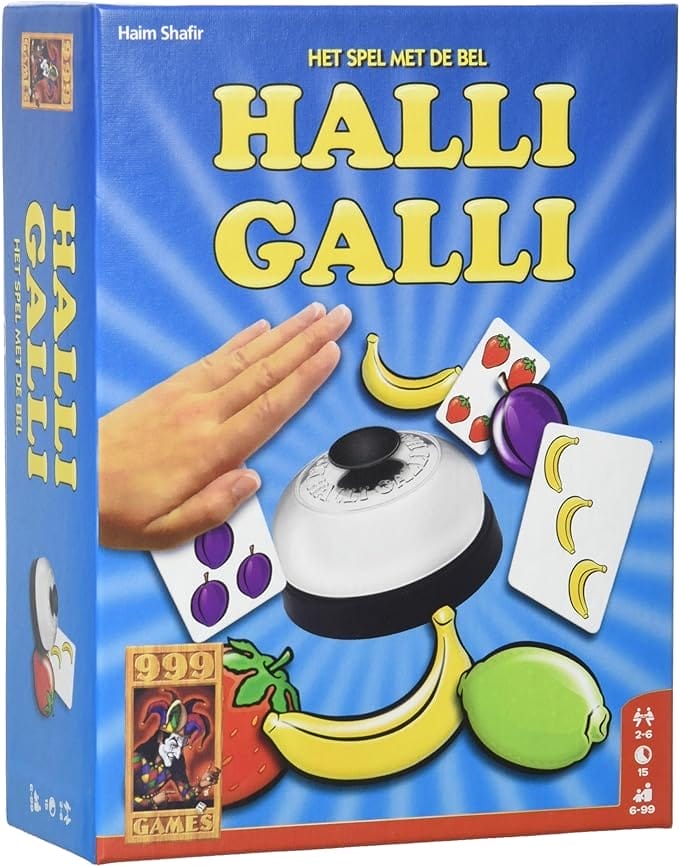 999 Games - Halli Galli Actiespel - Basisspel vanaf 6 jaar - Een van de beste spellen van 2001 - Haim Shafir - Actie, voor 2 tot 6 spelers - 999-GAL01