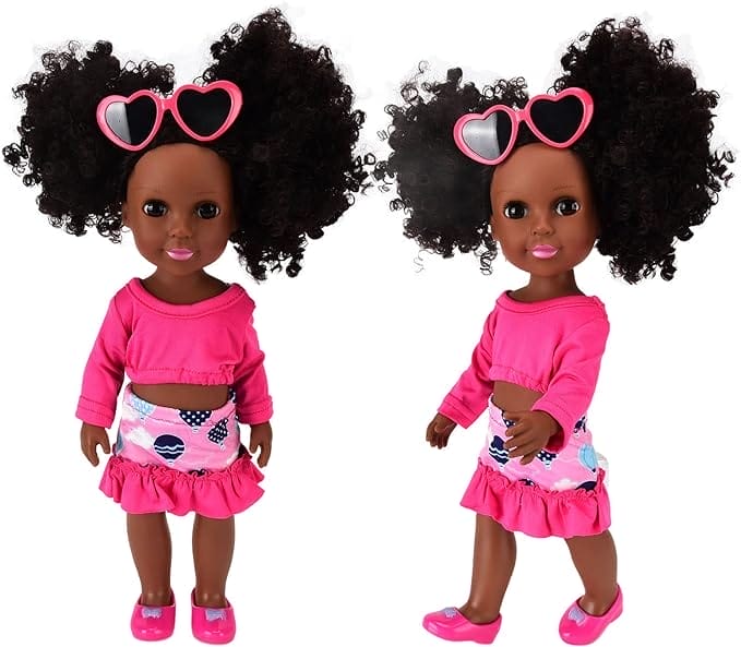 Afro-Amerikaanse babypop, mode schattige zwarte poppen 14 inch verwijderbare kleding voor 3 4 5 6 7 jaar oude meisjes