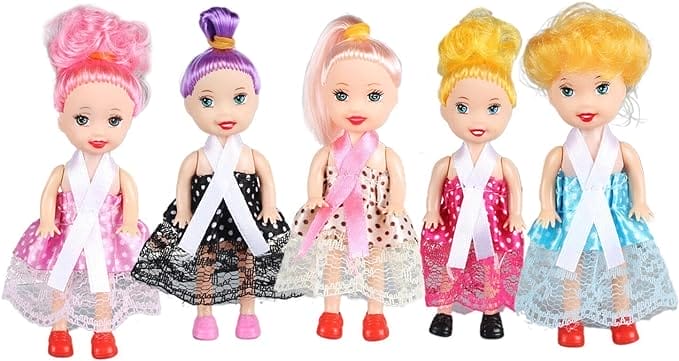 BJD-pop - 5 stuks schattige kleine poppen | Speelgoedpop van 4,33 inch met haar en modieuze jurken voor meisjes van 3-5 jaar oud Misoyer