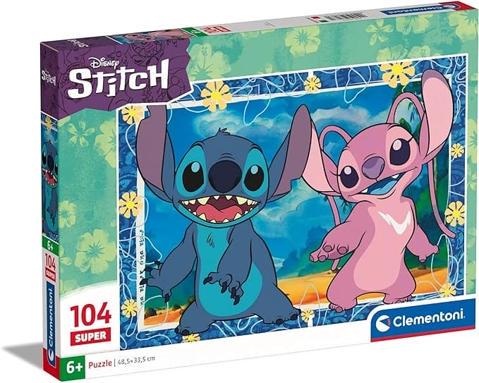 Clementoni - Disney Stitch 27573 Supercolor Stitch 104 stukjes kinderen 6 jaar, cartoon-puzzel, Made in Italy, meertalig