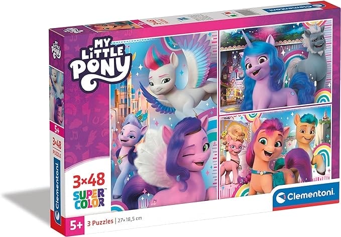 Clementoni Kinderpuzzels - My Little Pony, Legpuzzel Karton van 3X48 Stukjes, 5-7 jaar - 25275
