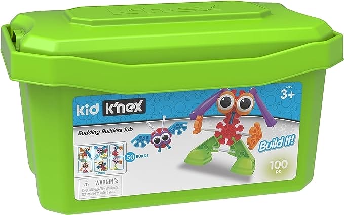 Kid K'NEX 85618 50 Build Budding Builders Set, Kids Craft Set with 100 Pieces, Educational ,Fun and Colourful Building Toys for Boys and Girls, Construction Toys for 3 Year Olds +