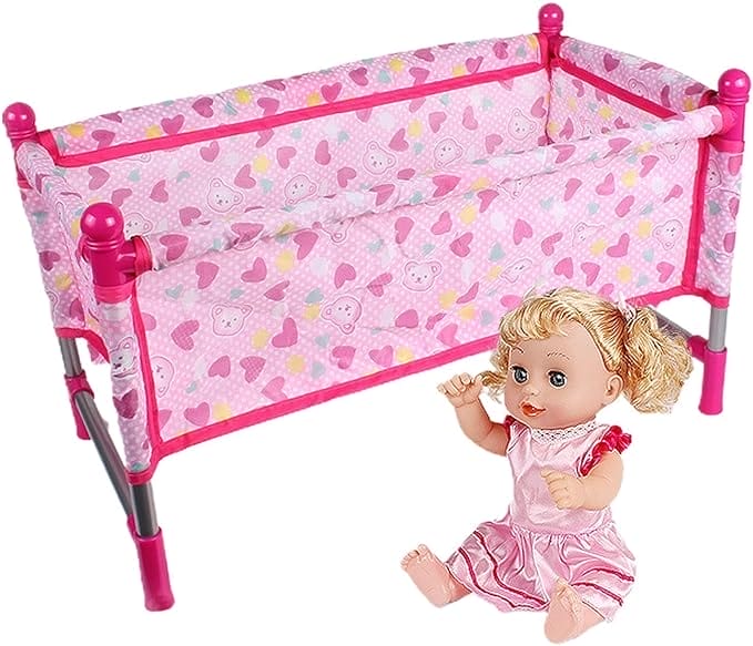 Kinderwagen voor poppen - Opvouwbaar lichtgewicht roze kinderwagenspeelgoed | Poppenwagen voor meisjes van 4-6 jaar, poppenwagen voor thuis, kleuterschool, school Virtcooy