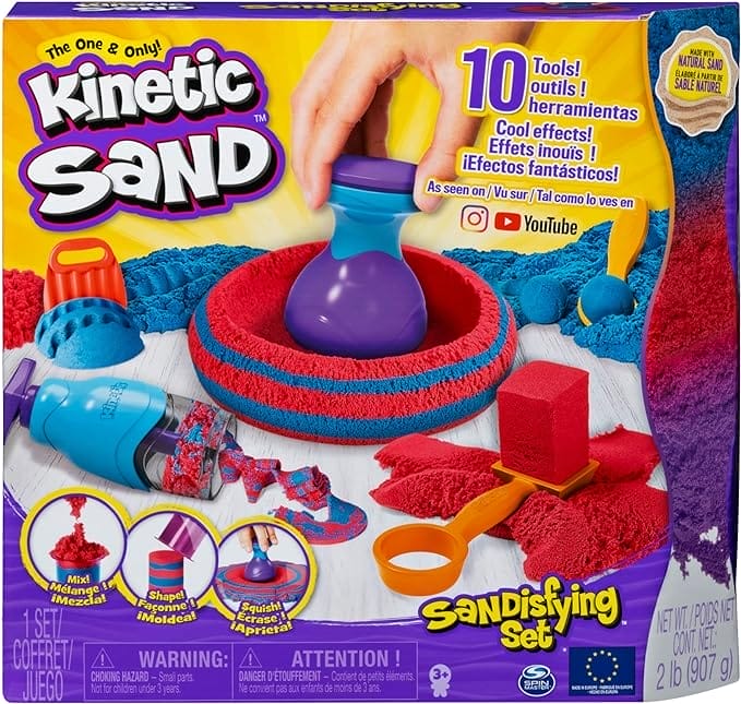 Kinetic Sand - Sandisfying-set met 907 g speelzand en gereedschap - Sensorisch speelgoed