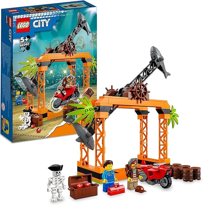 LEGO 60342 City Stuntz De haaiaanval stuntuitdaging Bouwset, Speelgoed voor Kinderen vanaf 5 Jaar, met Motor met Vliegwielaandrijving en een Racer