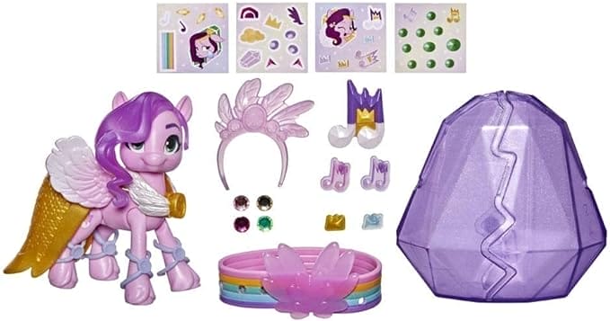 My little Pony: A New Generation kristallen avontuur Princess Petals, 7,5 cm grote roze pony, accessoires, vriendschapsarmband