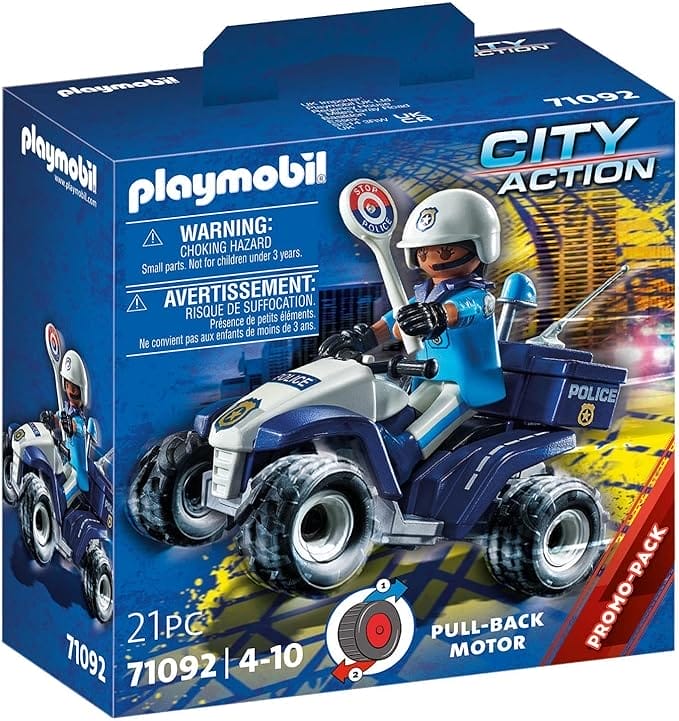 PLAYMOBIL City Action 71092 Politie Speed Quad met terugtrekmotor, speelgoed voor kinderen vanaf 4 jaar