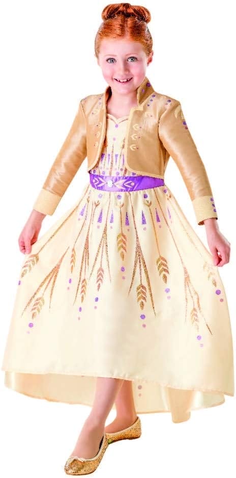 Rubie's Officiële Disney Frozen 2, Anna Deluxe Proloog jurk, kinderkostuum, maat 9-10
