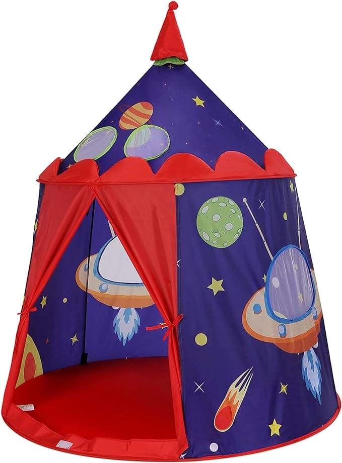 SONGMICS Speeltent, kasteel voor kinderen, speelhuis voor binnen en buiten, draagbaar met draagtas, cadeau, gecertificeerd door EN71, blauw LPT01BU