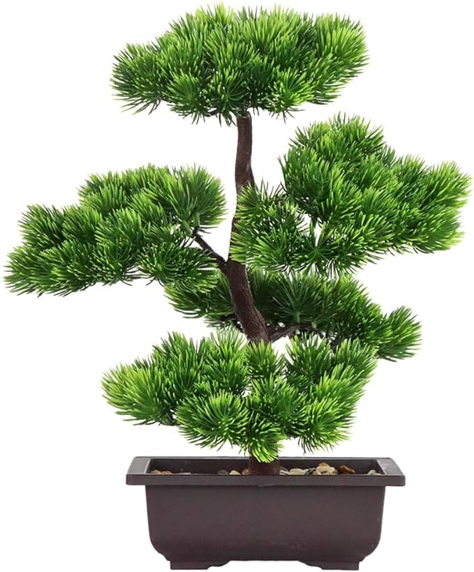 Aisamco Kunstbonsai-boom kunstplantendecoratie, kunstmatige kamerplanten in potten, Japanse bonsai-dennenplant, 33 cm hoog, voor hoofddecoratie, voor op het bureaublad