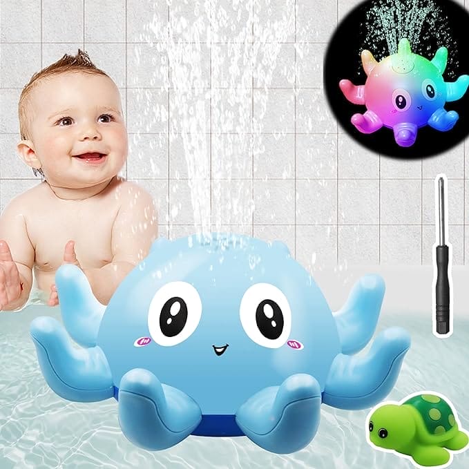 Badspeelgoed voor baby's, waterspeelgoed, octopus badspeelgoed, kinderbadje, spray, badspeelgoed met licht, badkuip buiten, met een stemschildpad, schroevendraaier, kindercadeau, Kerstmis