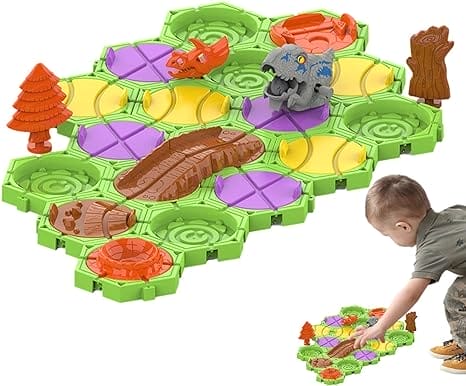 Dinosaur Maze Puzzle Set, Road Maze Puzzle Game, Vehicle Puzzle Board, Educatief speelgoed voor kinderen van 4-8 jaar