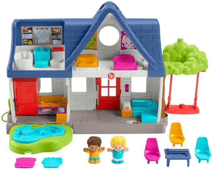 Fisher-Price Little People HCJ44 Set "La Maison des Copains met 2 figuren, Franse versie, speelgoed voor baby's en kinderen van 12 maanden tot 5 jaar, HCJ44