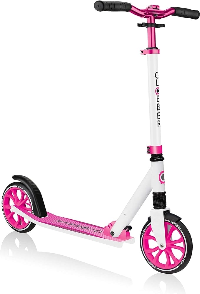 Globber - NL 205 - Opvouwbare step met 2 wielen met vering voor kinderen vanaf 8 jaar, wit - roze