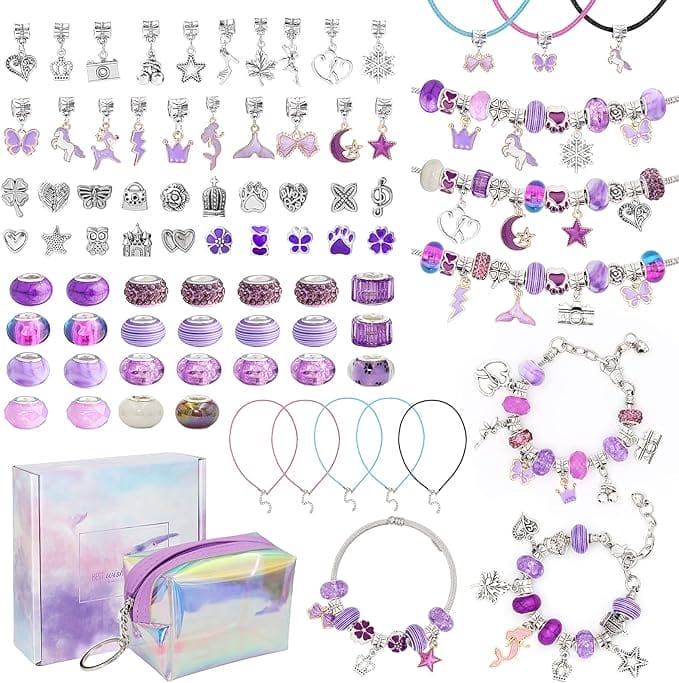 Homgaty Sieradenknutselset voor meisjes 6 - 12 jaar, geschenken voor kinderen, bedelarmbandset DIY-set om sieraden te knutselen