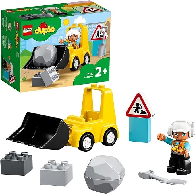 LEGO 10930 DUPLO Town Bulldozer Bouwvoertuigen Speelgoed voor Peuters vanaf 2+ Jaar, Peuterspeelgoed, Fijne Motoriek