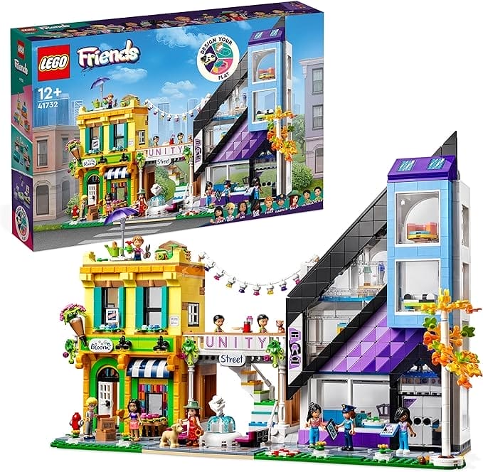 LEGO 41732 Friends Bloemen- en decoratiewinkel in de stad Modulair Gebouw Set met Appartement en Winkels om te Decoreren en Neer te Zetten met 9 Personages, Poppenhuis Kerstcadeau voor 12+ Jaar