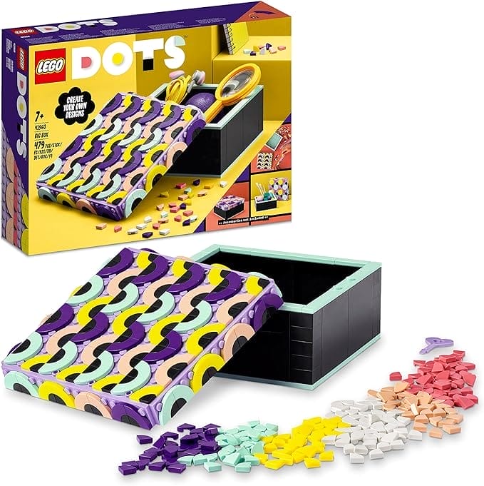 LEGO 41960 DOTS Grote doos met Deksel, Creatief Speelgoed voor Kinderen met DIY Kinderkamer Accessoire om te Gebruiken als Bureau Organizer