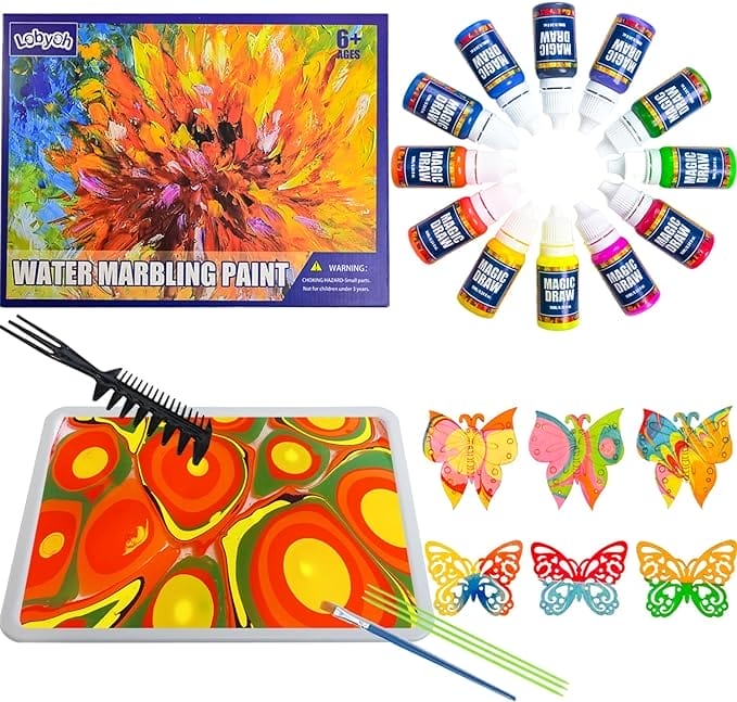 Lobyoh Water Marmering Verfset voor kinderen, kunst en ambachten voor meisjes en jongens van 8-12 6-8 jaar, knutselpakketten kunstbenodigdheden cadeau-ideeën voor kinderen van 6-12 jaar oud