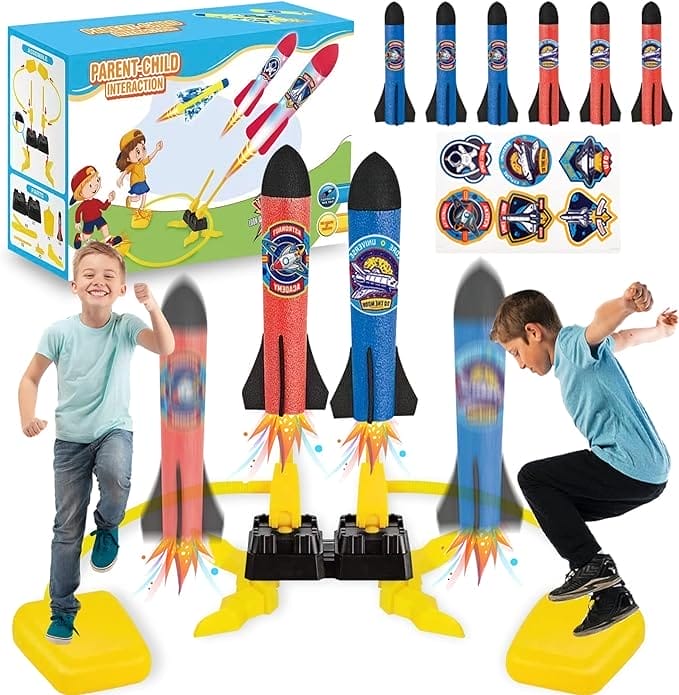 McNory Plastic raketset, raketwerper, met 6 schuimraketten, speelgoedraket, raketwe