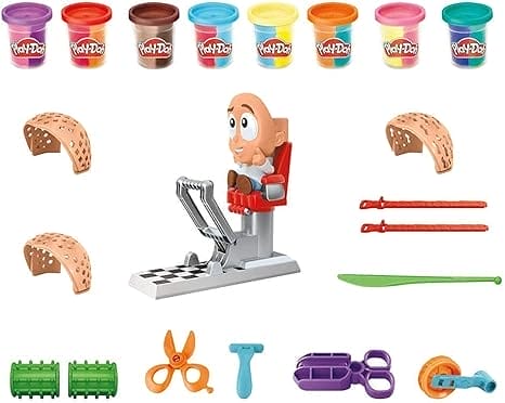 Play-Doh Super Stylist-kapsalon speelgoed voor kinderen vanaf 3 jaar met 8 potjes driekleurige Play-Doh-klei van elk 56 gram