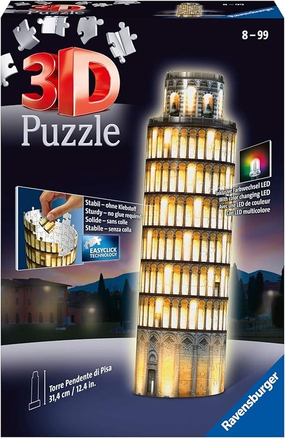 Ravensburger 125159 Puzzel Toren Van Pisa Night 3D, 216 Stukjes, Vanaf 10 Jaar