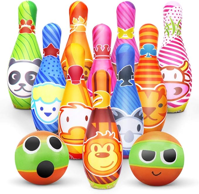 Skittles Game for Kids Soft Bowling Set 10 Pins en 2 Balls met Net Bag Indoor Outdoor Leren speelgoed voor kinderen