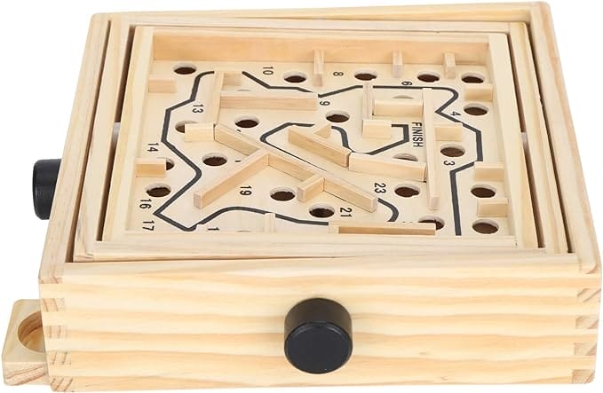 Tilt Maze Game, Games Groot houten labyrint met 60 gaten, voor 6 jaar en ouder