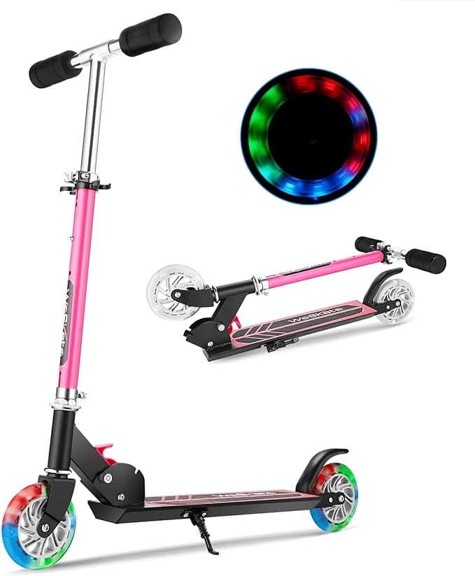WeSkate Opvouwbare step, 2 wielen, voor kinderen van 4 tot 10 jaar, scooter, verstelbaar op 3 niveaus, voor meisjes en jongens