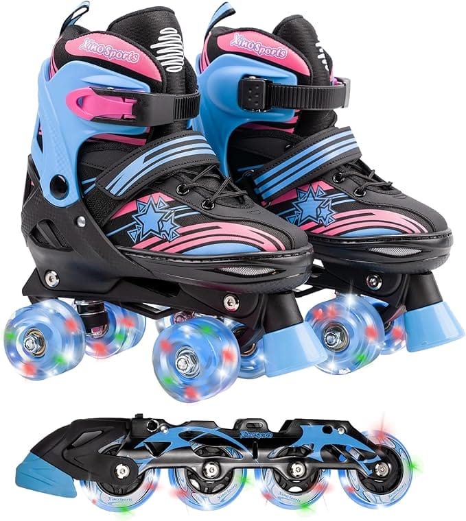 Xino Sports 2-in-1 inline skates voor kinderen van 6 tot 12 jaar, jongeren en volwassenen, inline skates voor meisjes en jongens, verstelbare rolschaatsen