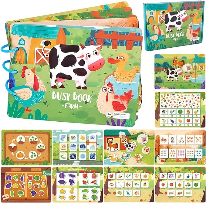 Bambebe Busy Books for peuters, Montessori speelgoed Quiet Book herbruikbaar stickerboek voor kinderen van 1, 2, 3 jaar, kinderstickers, boeken, sensorisch speelgoed, educatief speelgoed, rustig boek voor jongens en meisjes