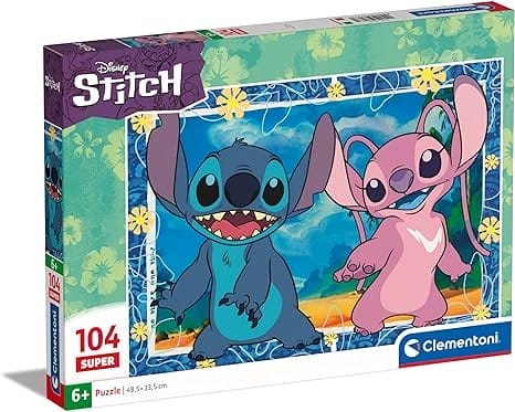 Clementoni - Disney Stitch 27573 Supercolor Stitch 104 stukjes kinderen 6 jaar, cartoon-puzzel, Made in Italy, meertalig