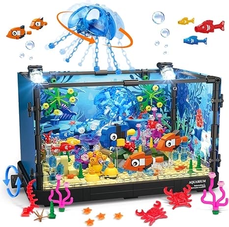 HOGOKIDS Bouwset voor aquarium, bouwstenen, 700 stuks, creatieve schatkist, bouwsteen, speelgoed, cadeau voor kinderen van 6, 7, 8, 9, 10, 11, 12 jaar oud