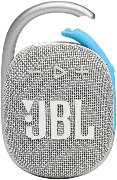 JBL Clip 4 Eco - Draagbare Bluetooth-luidspreker in wit - Draadloze speaker met karabijnhaak, water- en stofbestendig met 10 uur batterijduur