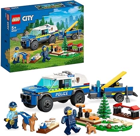 LEGO 60369 City Politie Mobiele training voor politiehonden Set, Speelgoedauto met Aanhanger, Hindernisbaan en Dieren, Speelgoed voor Kinderen vanaf 5