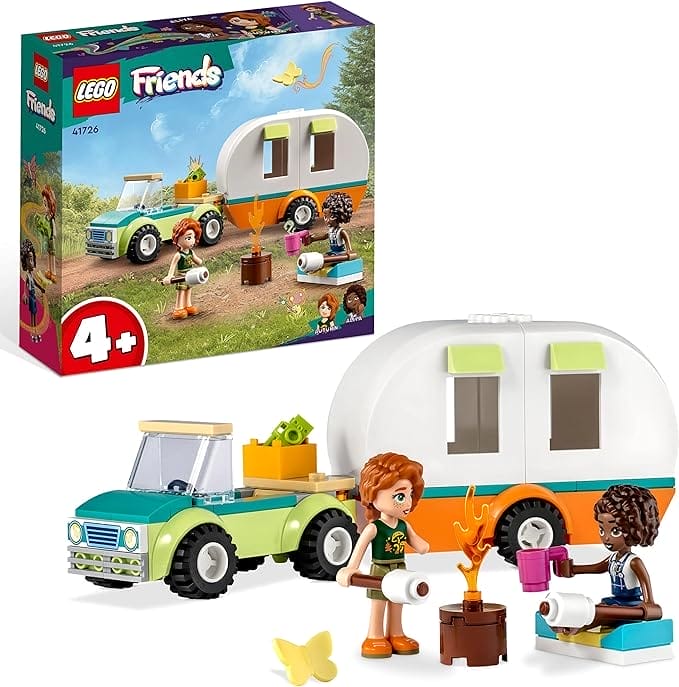 LEGO Friends Kampeervakantie, Speelgoed Set voor Meisjes en Jongens vanaf 4 Jaar met Caravan en Auto, Set met Personages uit de Serie voor 2023, Cadeau voor Kinderen 41726