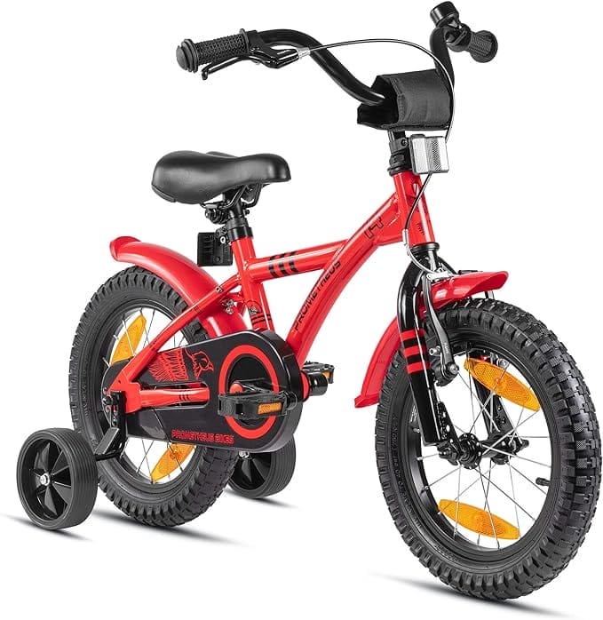 PROMETHEUS BICYCLES kinderfiets 14 inch fiets jongens meisjes van 4 jaar oude met zijwieltjes terugtraprem in rood BMX