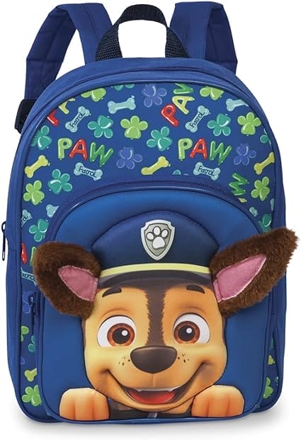 Paw Patrol rugzak, kleuterschoolrugzak voor jongens van 3-6 jaar, met chase en uitstekende pluche oren, tas voor kleuterschool en kita, 31 cm x 24 cm x 13 cm, 8 liter, blauw, blauw, Eén maat, Klassiek