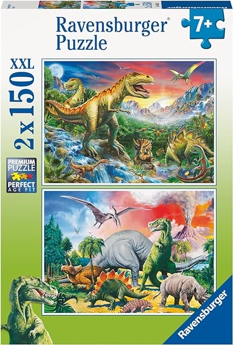 RAVENSBURGER PUZZLE 80563 80563 dinosaurussen, 2 x 150 stukjes puzzel voor kinderen vanaf 7 jaar