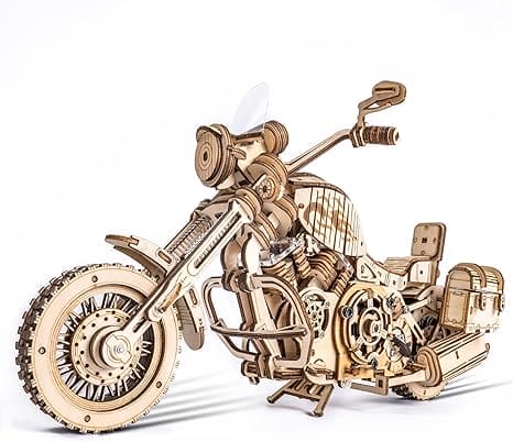 ROBOTIME LK504 3D Puzzel Houten Bouwpakket Volwassenen, Bewegende Motorfiets Voertuig Schaal Modelbouwset, DIY Mechanische Modelbouw Modelkits Verjaardagscadeau