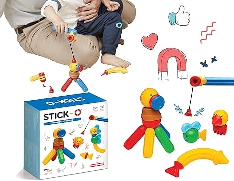 Stick-O Magnetische Bouwstenen voor Kinderen 1+ Jaar Creatief Constructie Speelgoed Educatief Speelgoed met Magneet Vissen Set voor Meisjes Jongens Montessori Speelgoed 26 Delige Set