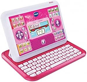 VTech 2-in-1 roze tablet — laptop en tablet in één — Met 80 educatieve spelletjes in verschillende categorieën — Om Duits te leren, Engels, wiskunde en nog veel meer — Voor kinderen van 5-7 jaar