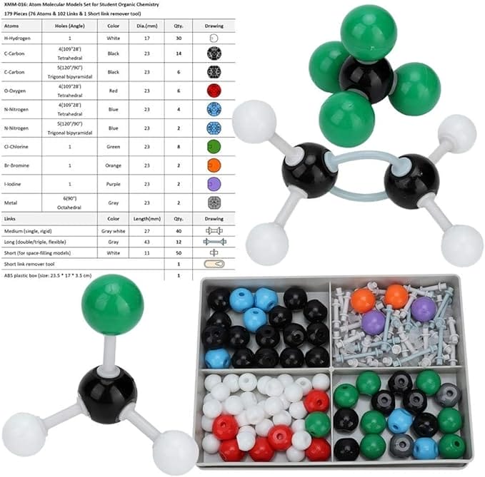 179 stuks moleculaire organische anorganische structuur kit chemie atoommodel set elektronenbaan structuur model kit voor kinderen onderwijs