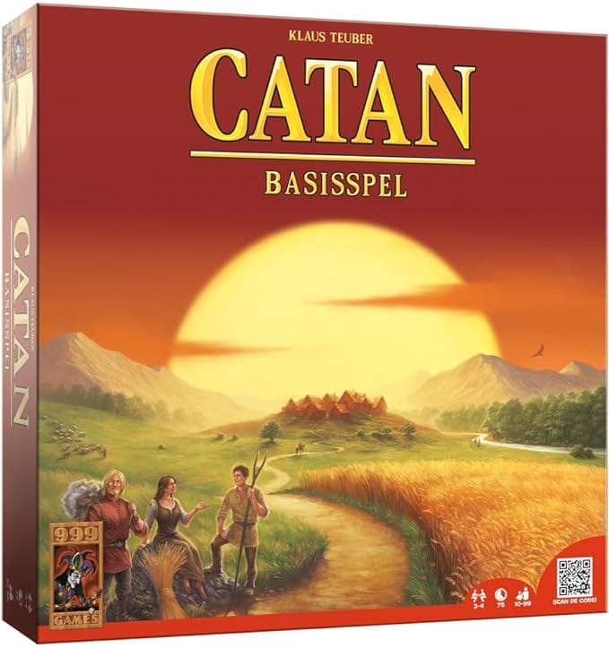 999 Games - Catan Bordspel - Basisspel vanaf 10 jaar - Winnaar speelgoed van het jaar 1999 - Klaus Teuber - Modular board - voor 3 tot 4 spelers - 999-KOL01B