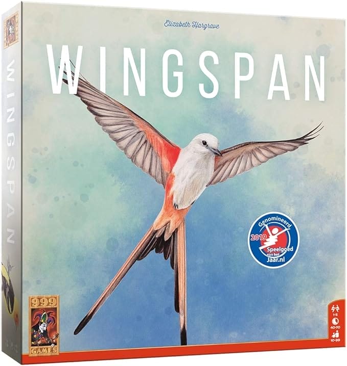 999 Games - Wingspan Bordspel - vanaf 10 jaar - Genomineerd voor speelgoed van het jaar 2019, de Nederlandse spellenprijs 2019 expert, Winnaar de gouden Ludo 2019 - voor 1 tot 5 spelers - 999-WIN01