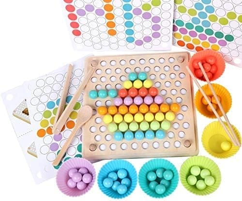 ANPEAC Montessori Houten speelgoed, clipkralen, puzzel, bordspellen, wiskunde, educatief speelgoed, voor kinderen van 3 tot 5 jaar oud