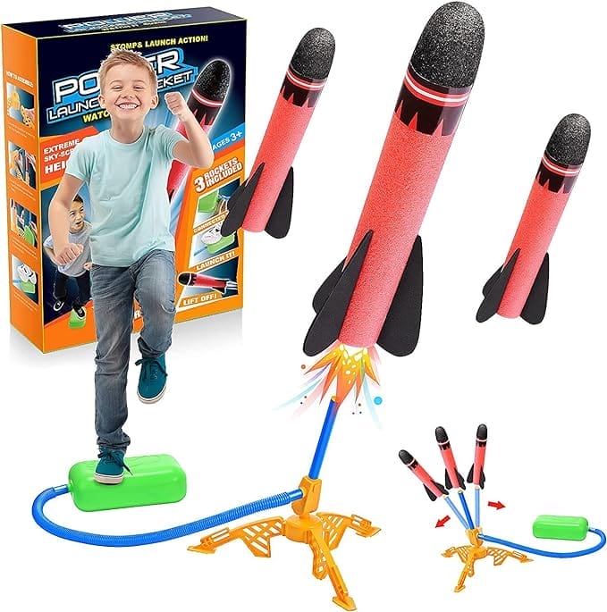 Abestoy Stomp Rocket, Air Rocket, Rocket Launcher Toy, persluchttraket speelgoed met 3 schuimraketten