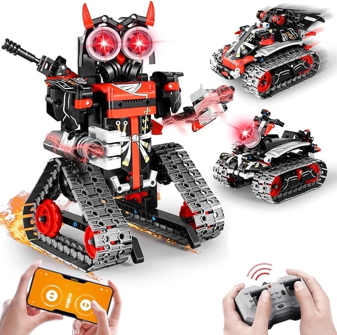 HOGOKIDS Technic Op afstand bestuurde robot bouwspeelgoed, 3-in-1 RC bouwset, afstandsbediening & app, programmeerbare ninja, voorhoed, padvinder, cadeaus voor jongens van 6-10, 11-14 jaar, 419 delen,