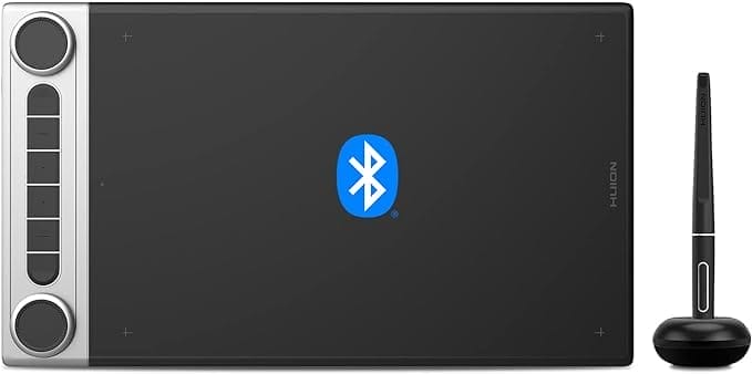 HUION Inspiroy Dial 2 Bluetooth Grafische Tablet met Dubbele Wijzerplaat Wielen 10x6 Inch Draadloze tekentablet met 6 draadloze Compatibel met Windows/MacOS/ChromeOS/Android/Linux